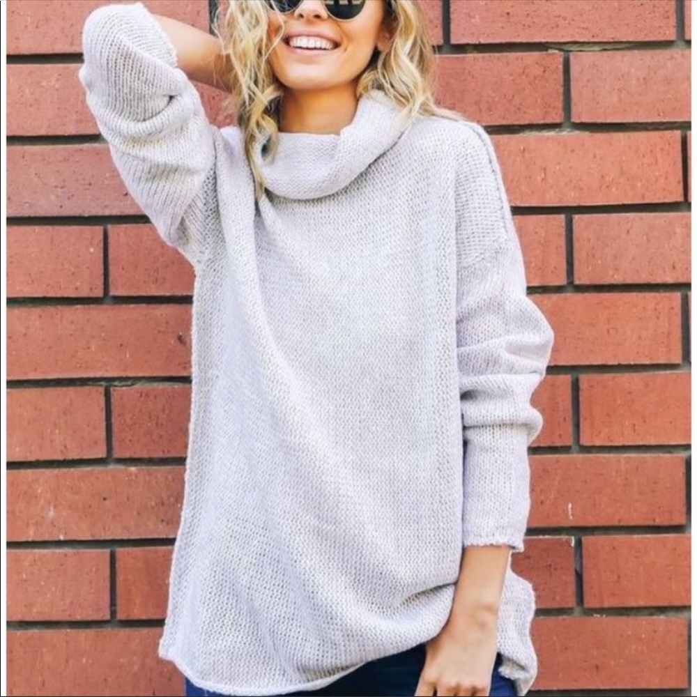 Military Hippie Cowl Neck Knit Oversized Sweater